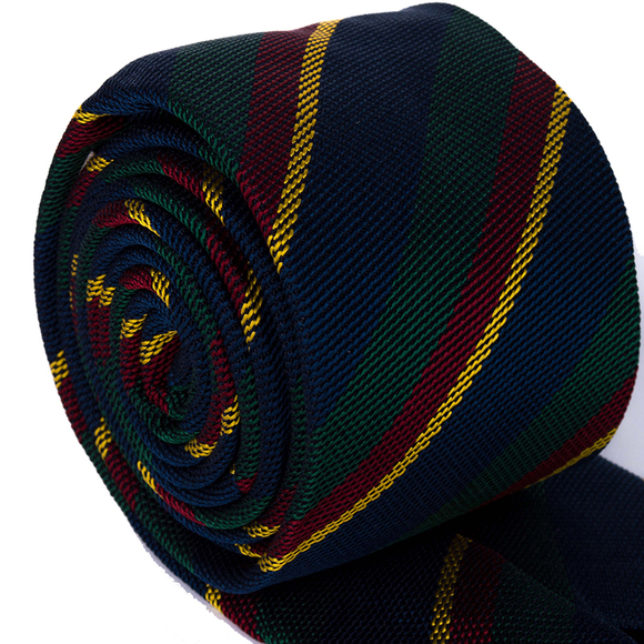 BEYMEN DARK BLUE, DARK OLIVE GREEN, YELLOW STRIPED TIE | MENS - Picture 3 of 3